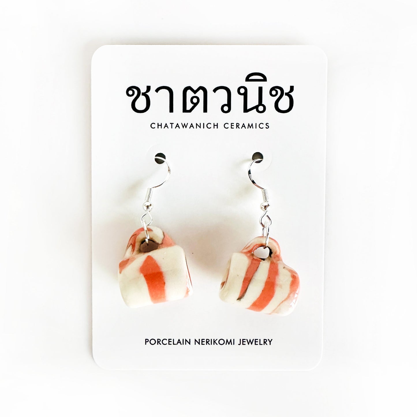 Porcelain Nerikomi Earrings - Pink and White Mugs