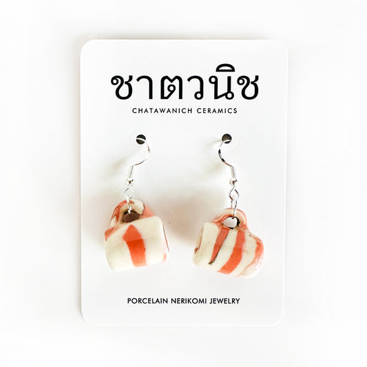 Porcelain Nerikomi Earrings - Pink and White Mugs