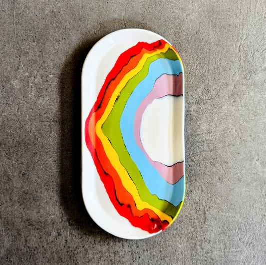 Nerikomi Rainbow Rounded Plate
